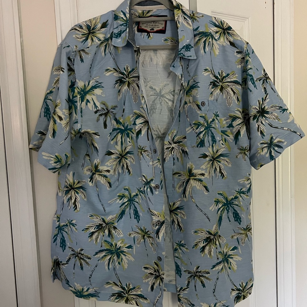 Tommy Bahama Light Blue Palm Print Men's Shirt